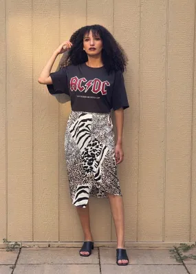 Petite Animal Print Wrap Midi Skirt