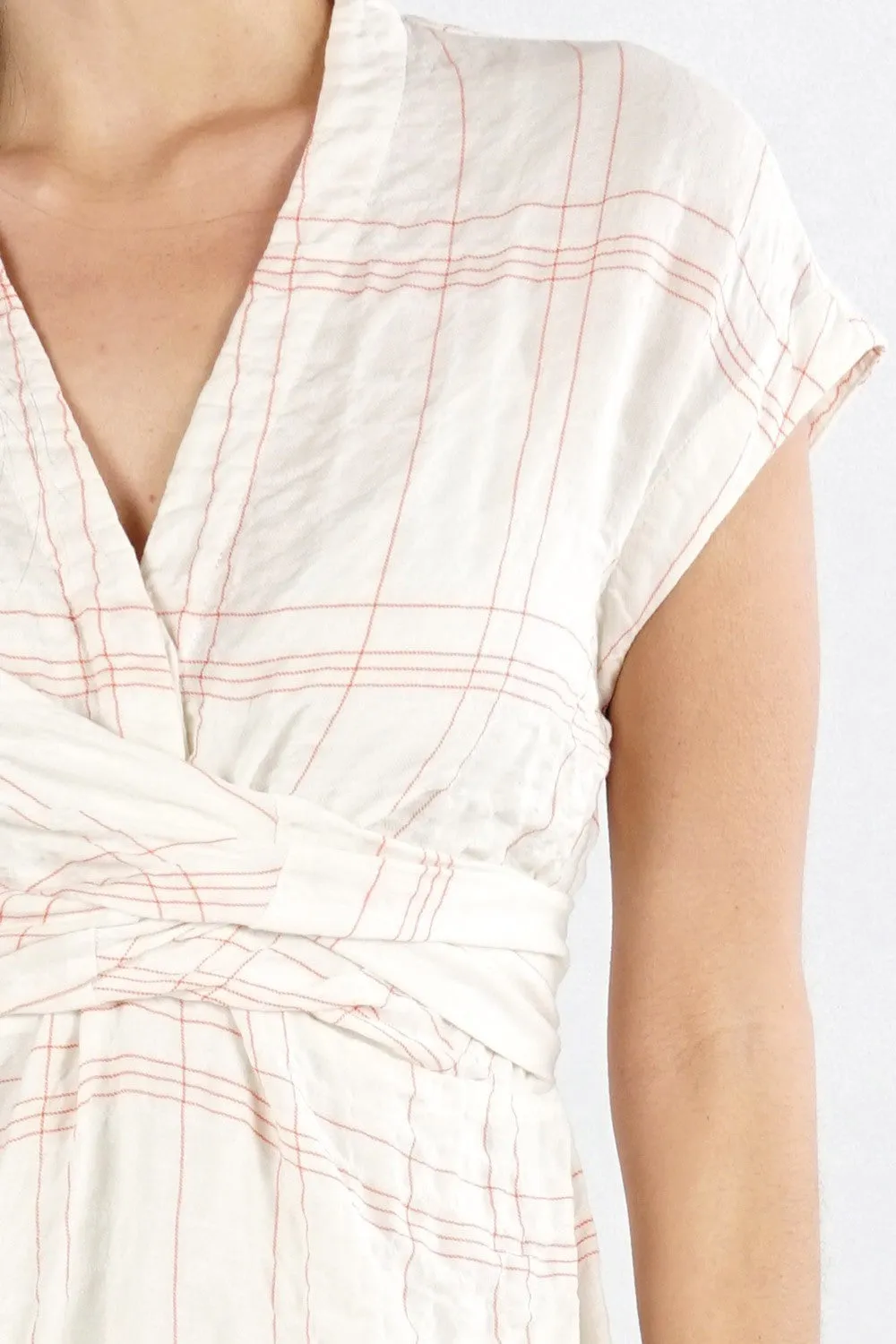 Plaid Wrap Tie Handkerchief Midi Dress