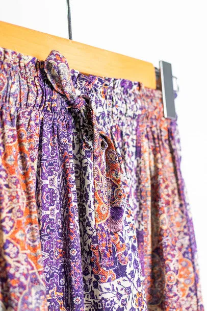 Purple Boho Tiered Midi Skirt