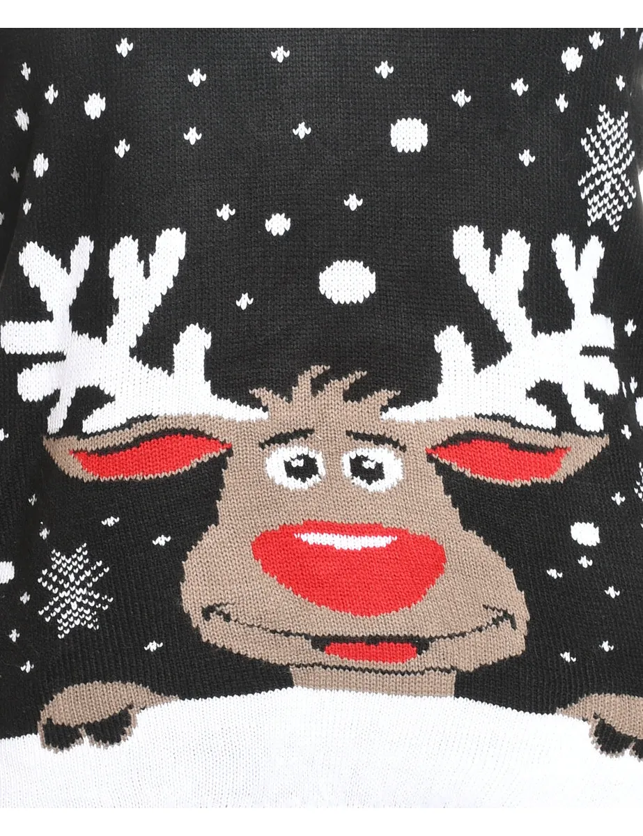 Reindeer Design Christmas Cardigan  - L
