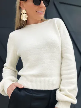 Ride On By Cropped Sweater-Cream