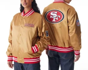 San Francisco 49Ers NFL Beige Satin Bomber Jacket