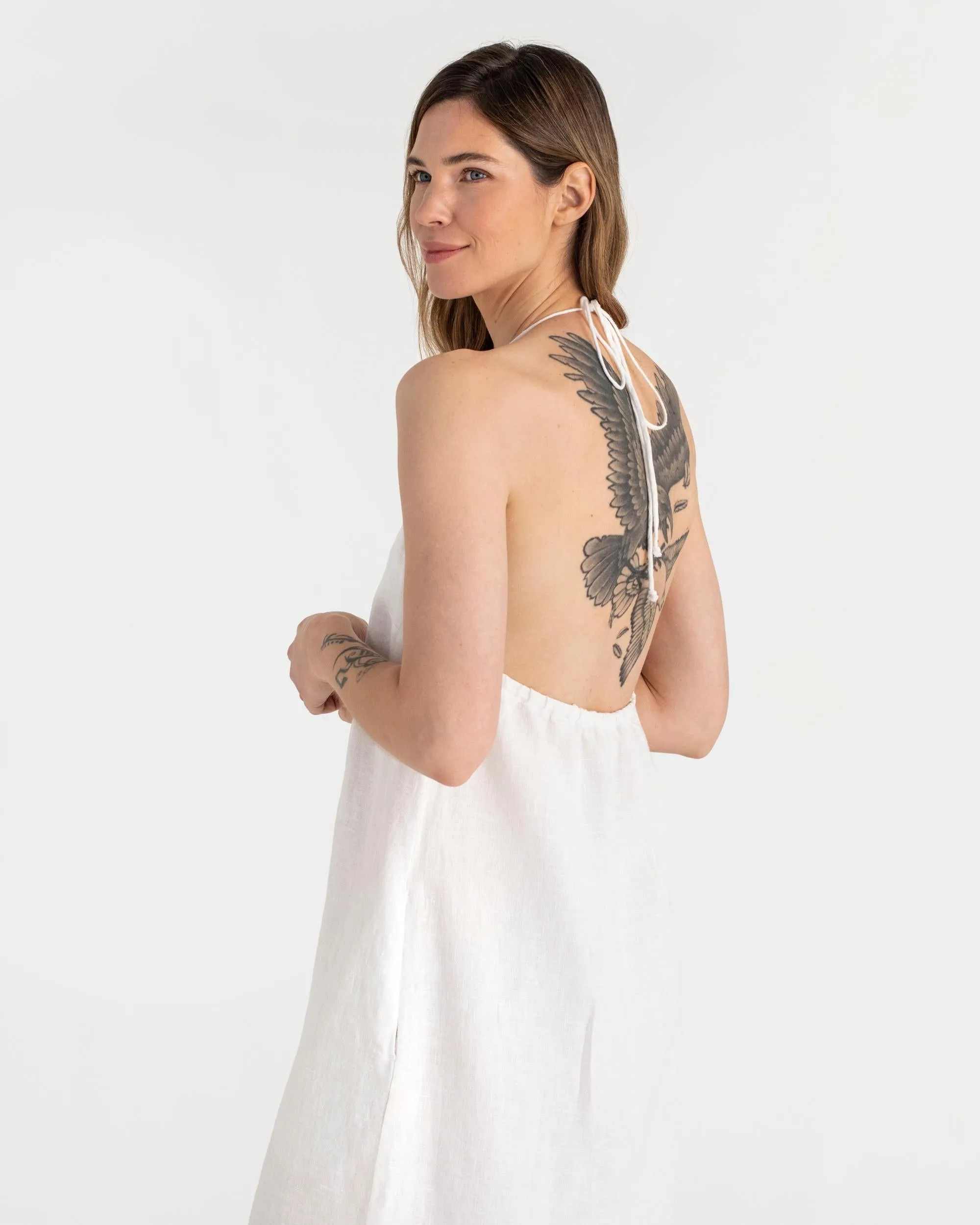 Slip linen dress MARFA in White