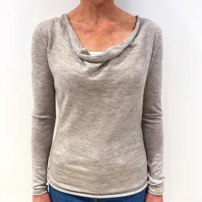 Smoke Grey Fine Knit Cashmere Cowl Neck Jumper Small