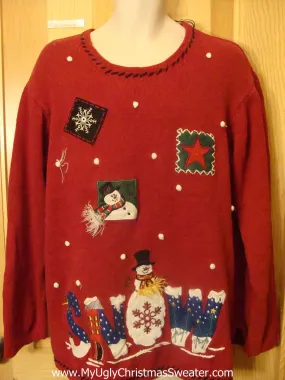 Snowmen and SNOW Funny Christmas Sweater Pullover