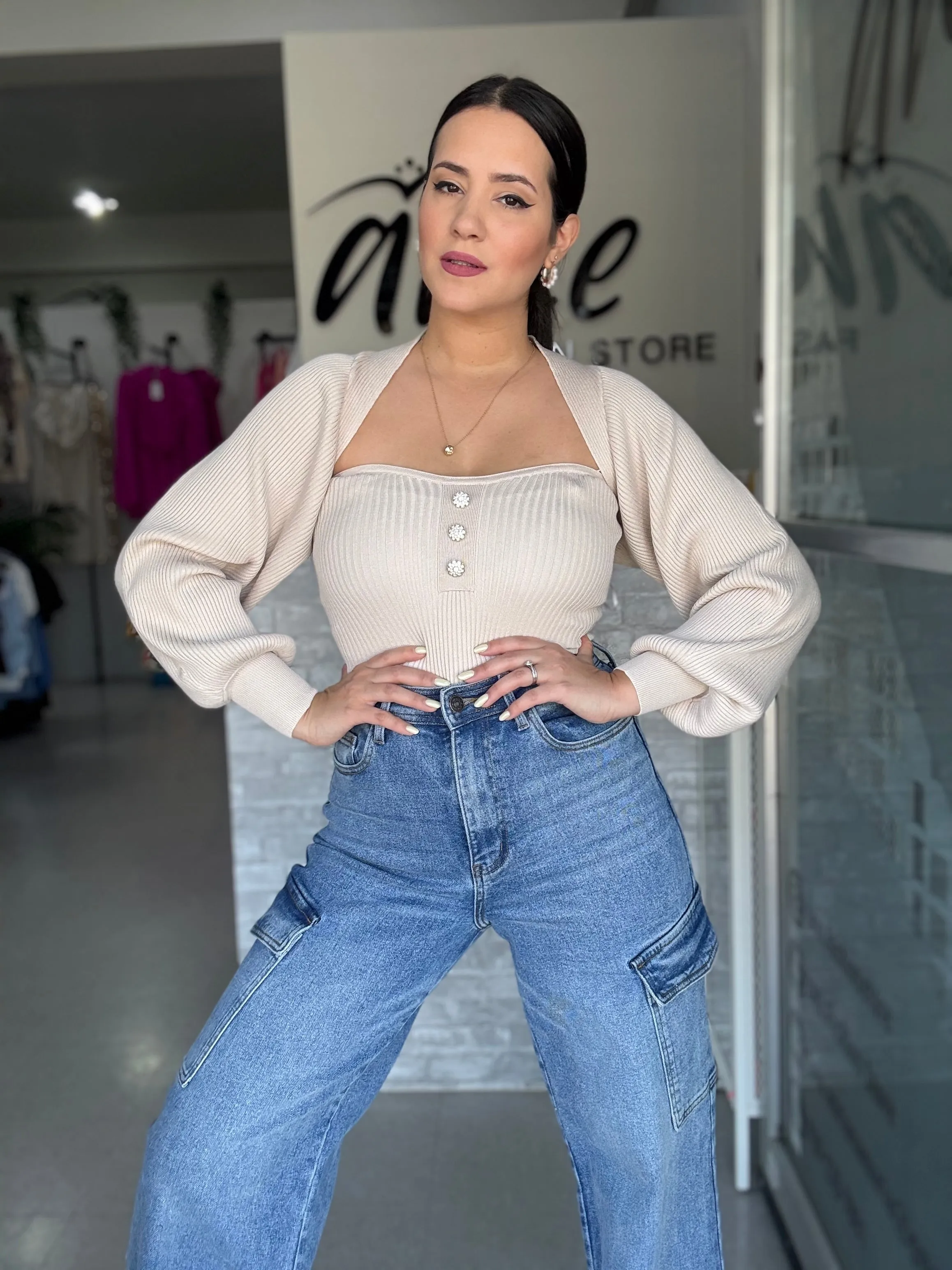 Taupe Sweater Top
