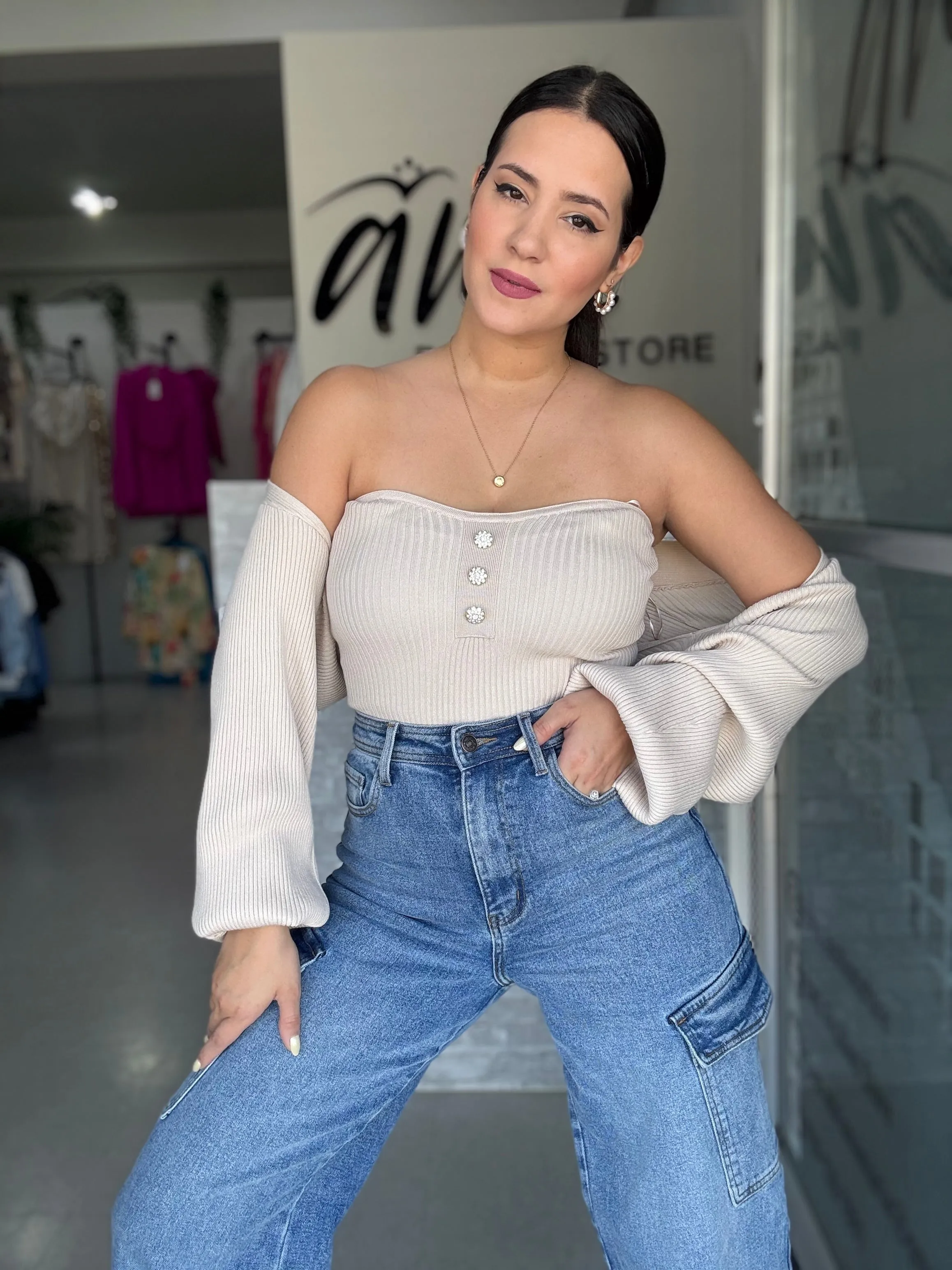 Taupe Sweater Top