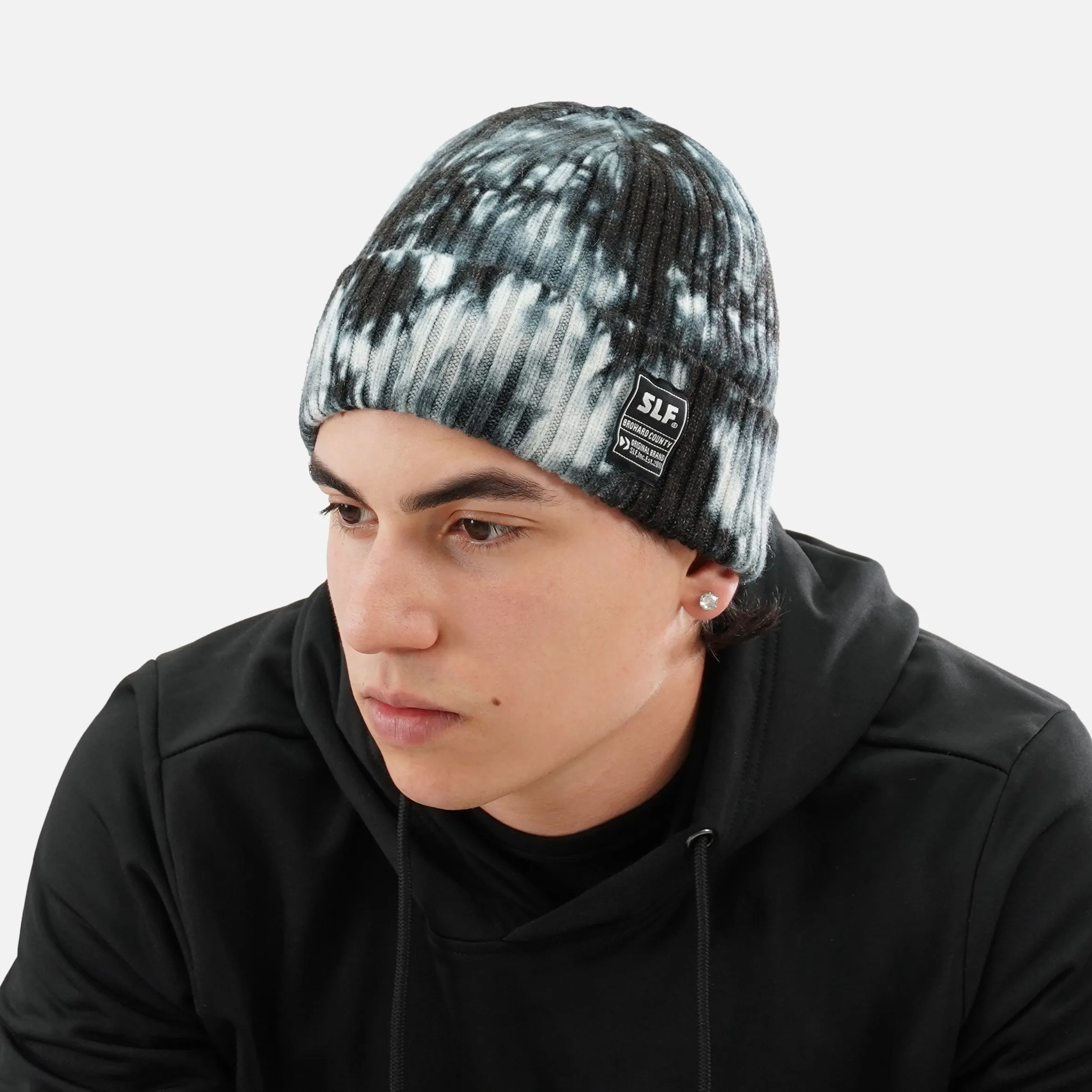 Tie Dye Black Knit Beanie