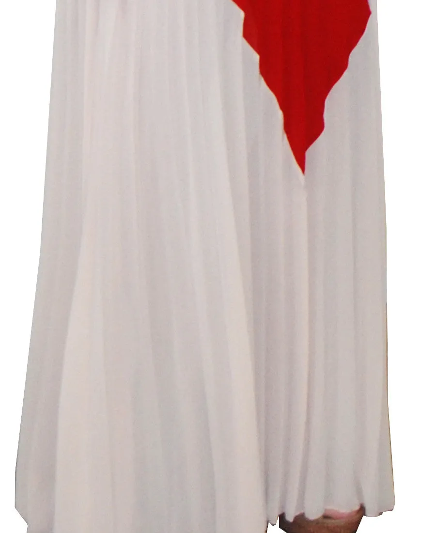 Two Tone Chevron Sleeveless Ruffle Maxi Dress Mocha Red