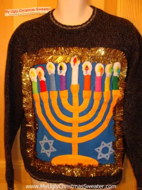 Ugly Christmas Sweater Party Hanukkah Sweater (j92)
