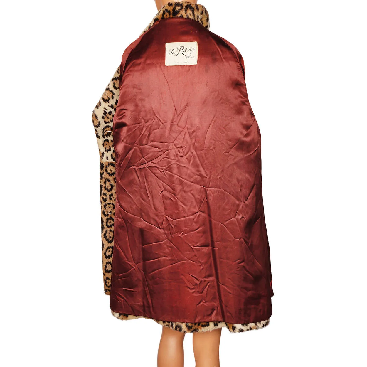 Vintage 1960s Faux Fur Leopard Coat 1960s Acrylic Pile Lou Ritchie Ladies Size M
