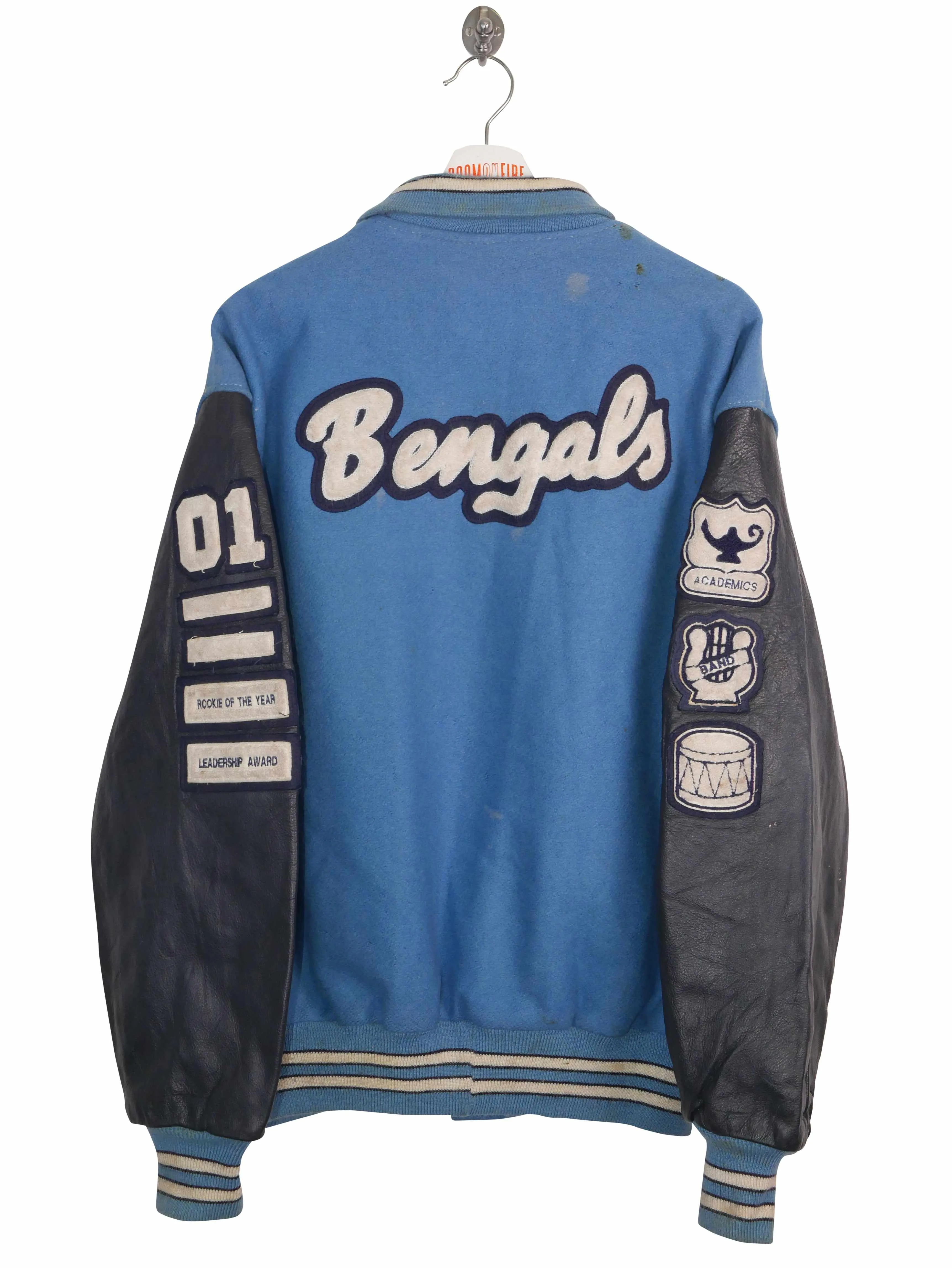 Vintage 90s Matt Bengals Leather Varsity Jacket (XL)