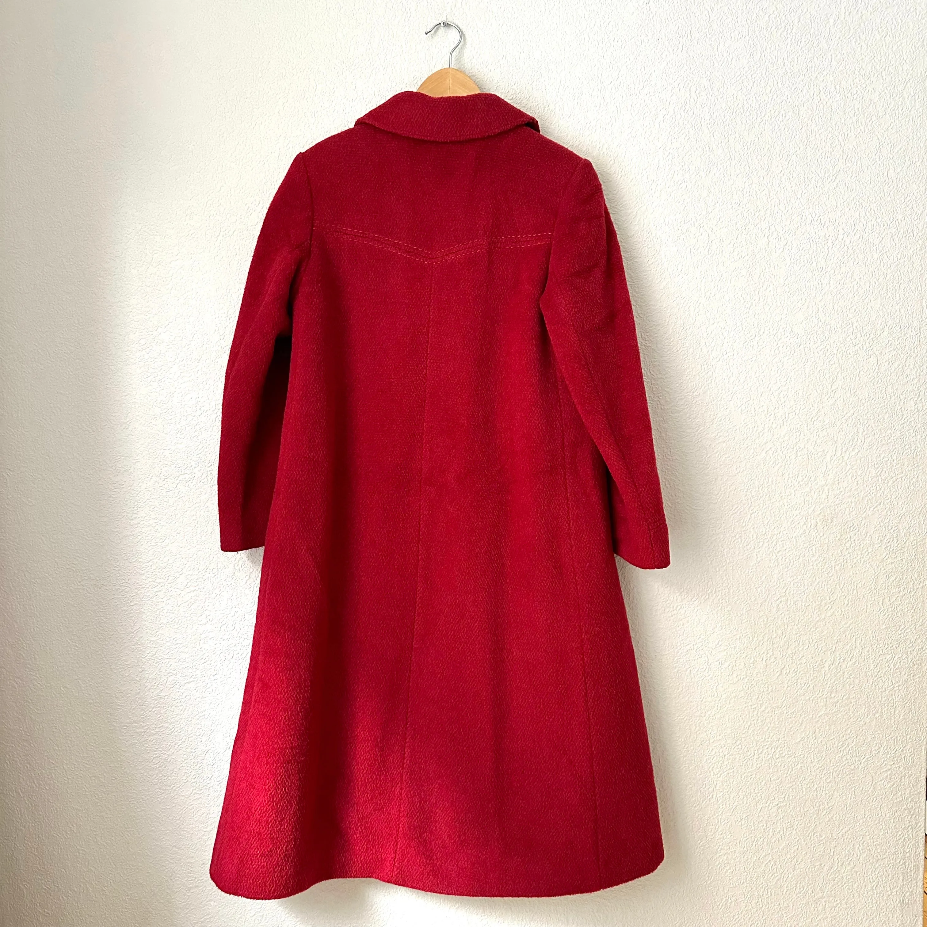 Vintage Red Wool Coat - De Claire, size S