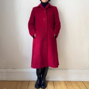 Vintage Red Wool Coat - De Claire, size S