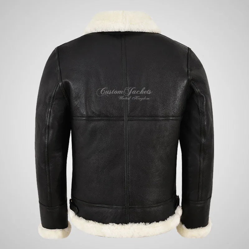 VOSTOK Men's B3 Sheepskin Flying Jacket White Fur Shearling Jacket