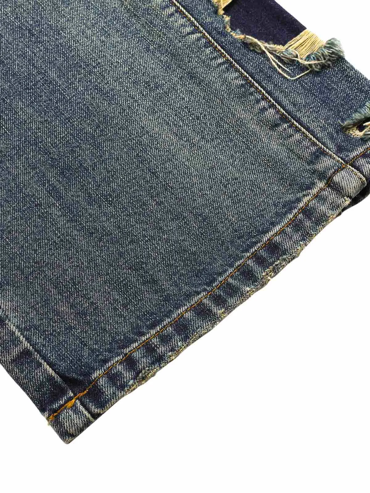 Washed Side Ripped Straight Jeans
