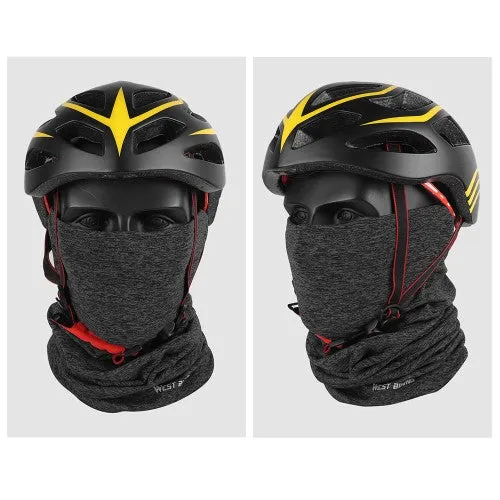 West Biking - Fleece Bandana Motorcycle Scarf Bicycle Neck Gaiter Biker Storm Mask Ski Neck Warmer - Light Grey / Black
