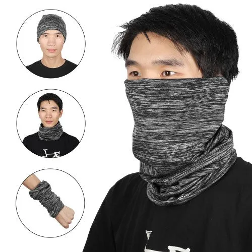 West Biking - Fleece Bandana Motorcycle Scarf Bicycle Neck Gaiter Biker Storm Mask Ski Neck Warmer - Light Grey / Black