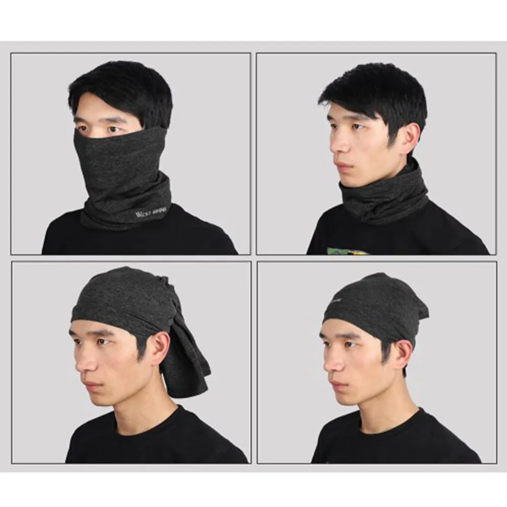 West Biking - Fleece Bandana Motorcycle Scarf Bicycle Neck Gaiter Biker Storm Mask Ski Neck Warmer - Light Grey / Black