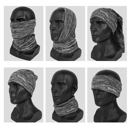 West Biking - Fleece Bandana Motorcycle Scarf Bicycle Neck Gaiter Biker Storm Mask Ski Neck Warmer - Light Grey / Black