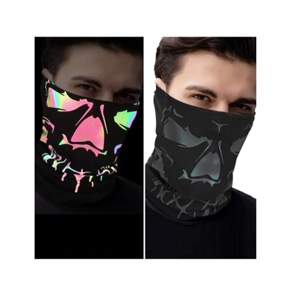West Biking - Reflective bandana motorcycle scarf bike bandana biker balaclava ski tube scarf skull design - gray