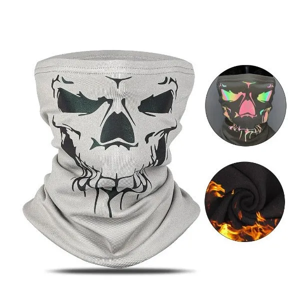 West Biking - Reflective bandana motorcycle scarf bike bandana biker balaclava ski tube scarf skull design - gray