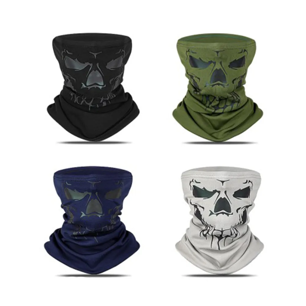 West Biking - Reflective bandana motorcycle scarf bike bandana biker balaclava ski tube scarf skull design - green