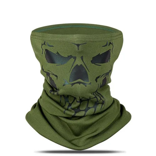 West Biking - Reflective bandana motorcycle scarf bike bandana biker balaclava ski tube scarf skull design - green