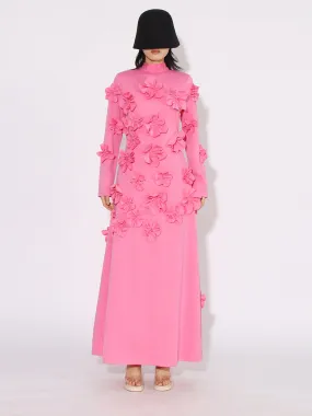 Women Half High Collar Long Sleeves Appliques Formal Dress