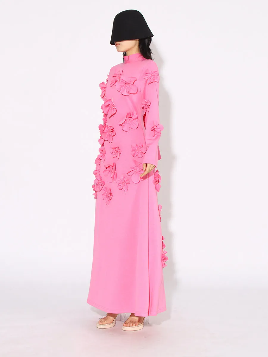 Women Half High Collar Long Sleeves Appliques Formal Dress