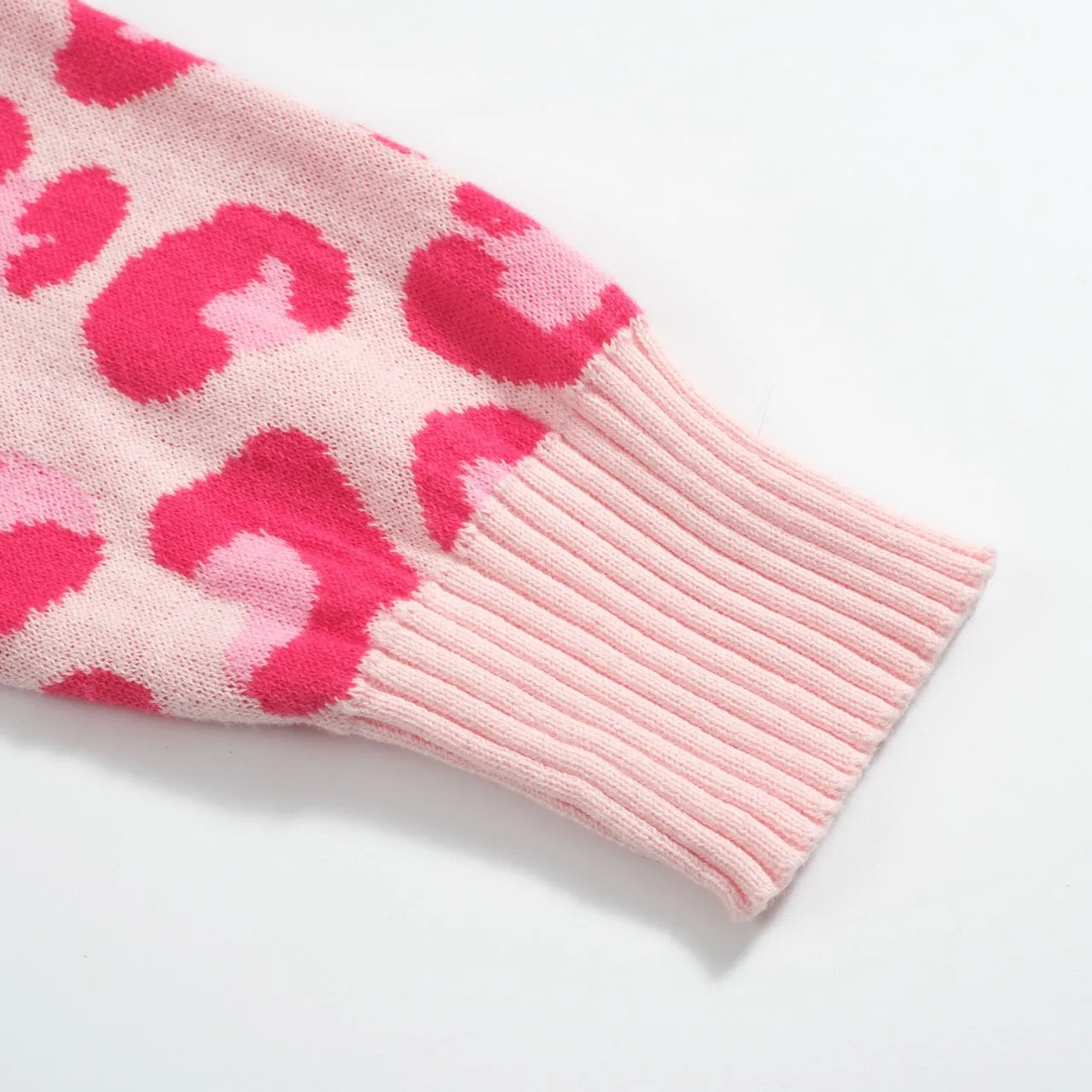 Women's pink leopard print French bulldog sweater