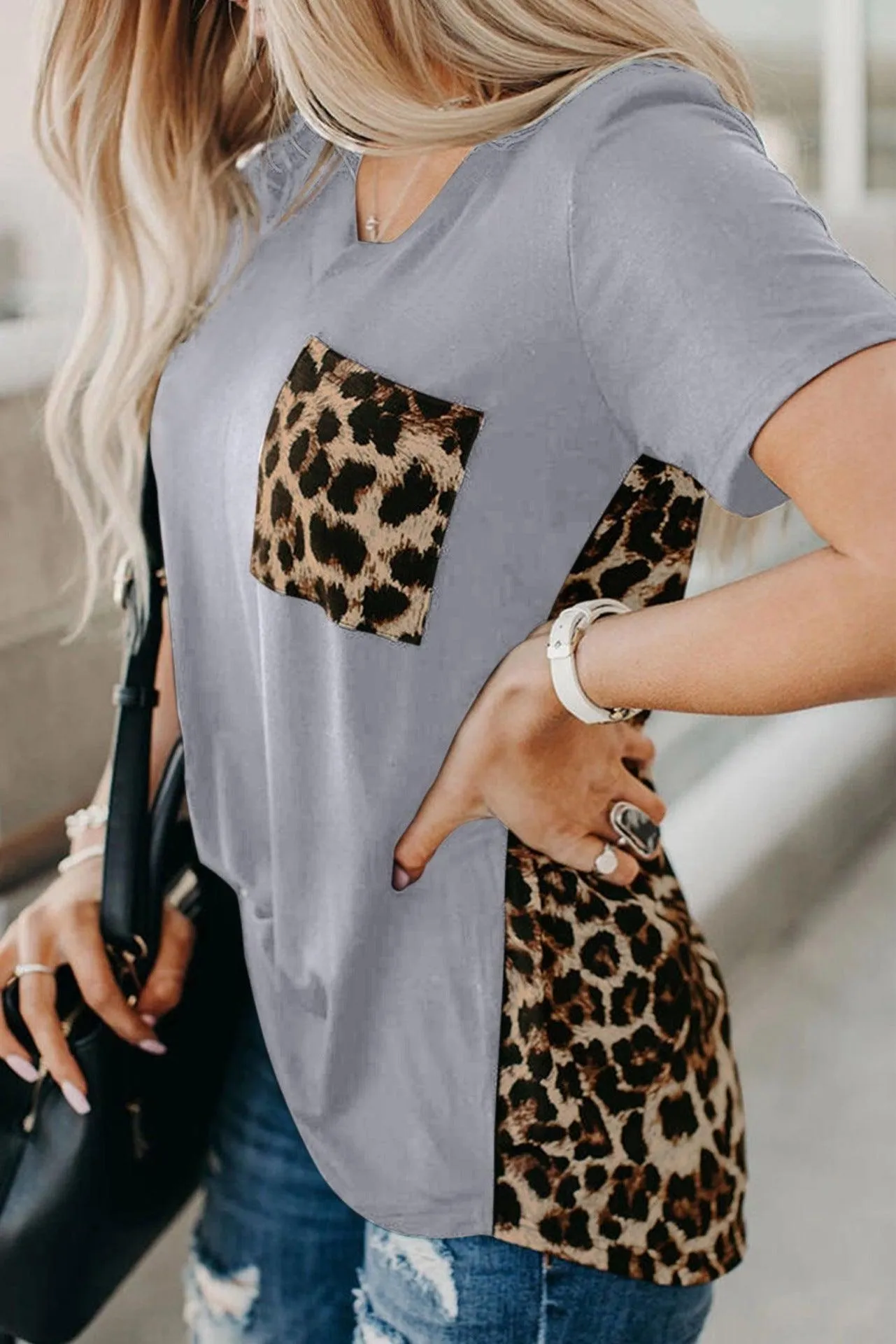 Women's Plus Size Leopard Print Long Sleeve T-Shirt