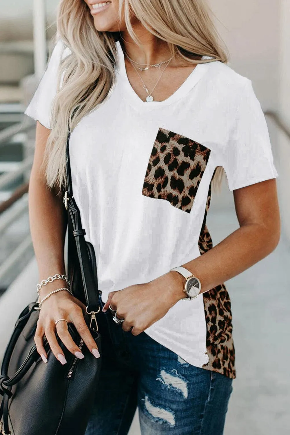 Women's Plus Size Leopard Print Long Sleeve T-Shirt