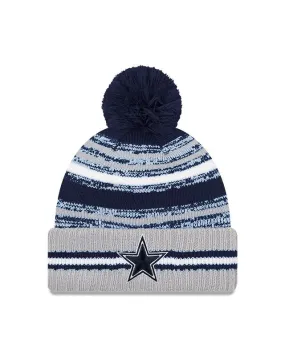 Youth Dallas Cowboys New Era 2021 NFL Sideline - Sport Official Pom Cuffed Knit Hat - Navy/Gray